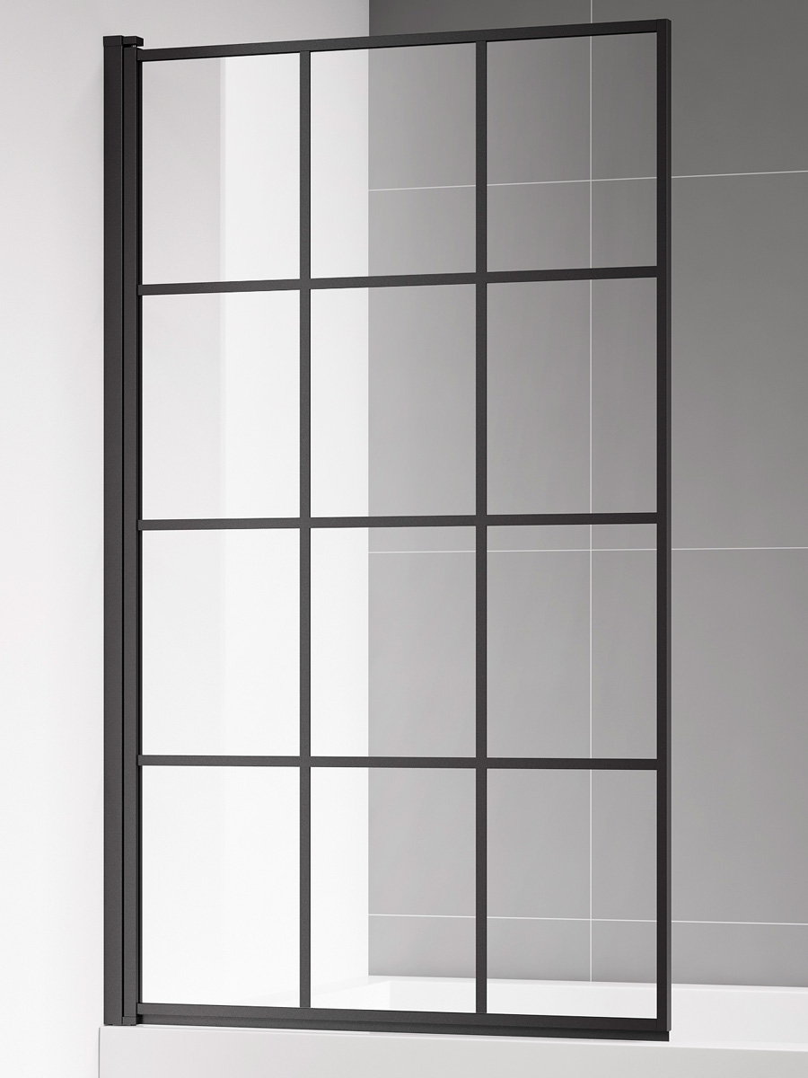 Шторка на ванну 800*1400мм, стекло 6мм, цвет профиля матовый черный. Вертикальные и горизонтальные
