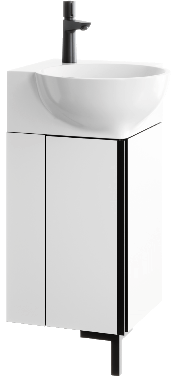 AQ POR0104WB Porto Тумба угловая под умывальник, 365х840х365 мм, 2 двери, Белый/Черный