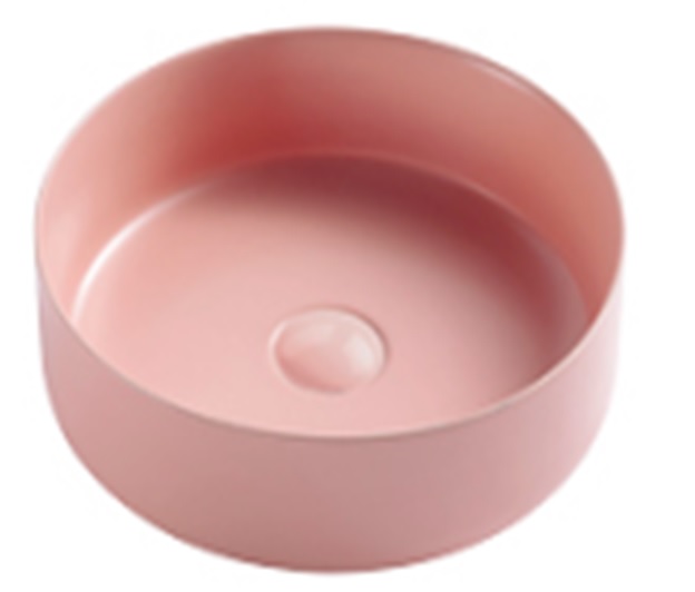 AQM5012MP Раковина накладная круглая, цвет розовый матовый. 355x355x120