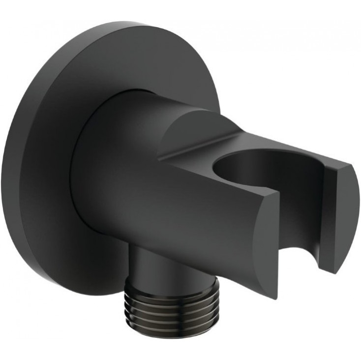 IS BC807XG Idealrain Шланговое подключение с держателем ручного душа ½", silk black черный матовый