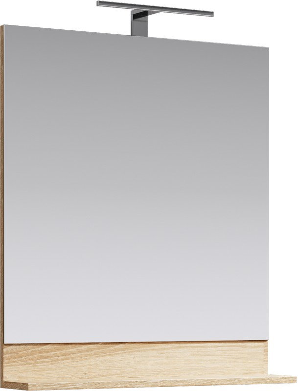 AQ FOS0207DS Фостер Зеркало с полочкой, светодиодным светильником и выкл, дуб сонома, 700х800х140 мм