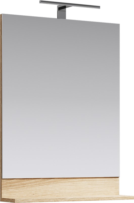 AQ FOS0206DS Фостер Зеркало с полочкой, светод. светильником и выкл., дуб сонома, 600х800х140 мм