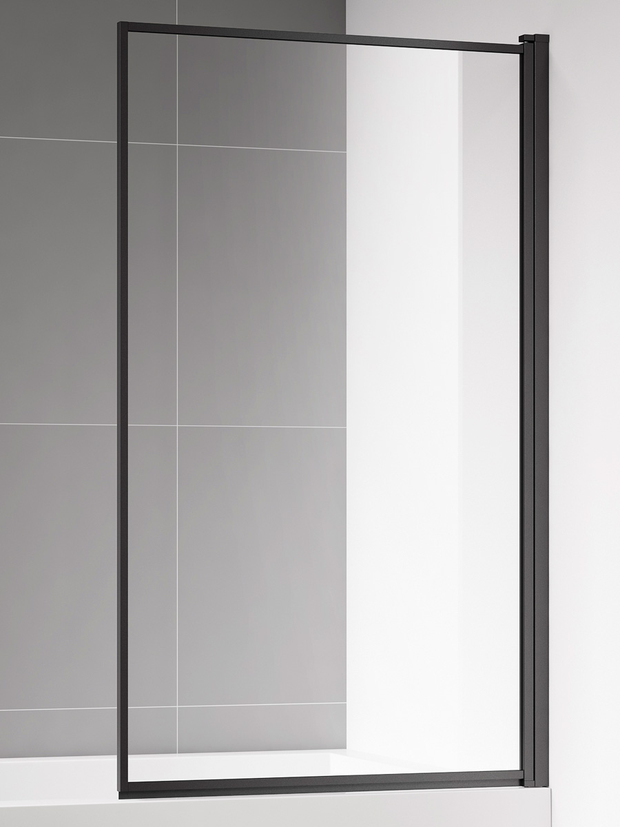 Шторка на ванну 800*1400мм, стекло 6мм, цвет профиля матовый черный. Линия по периметру.