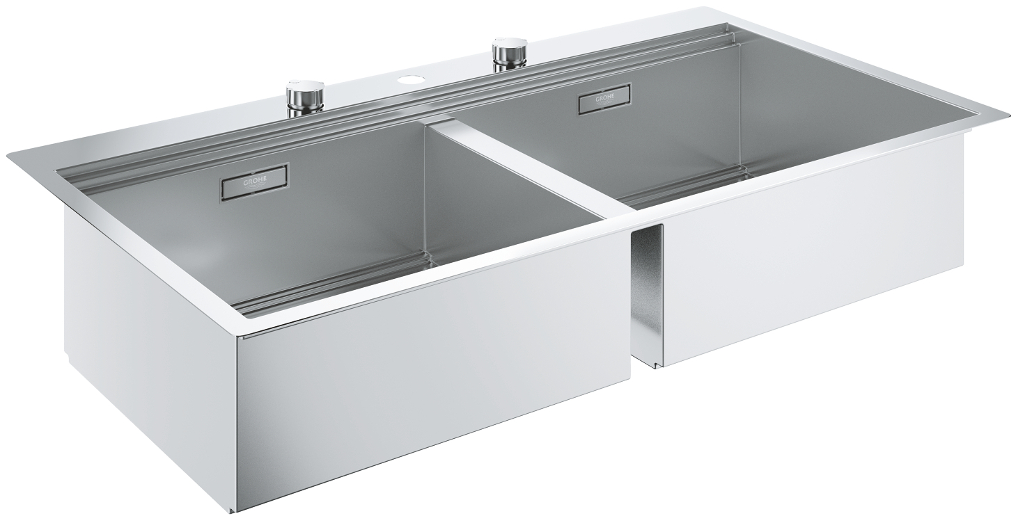 СНЯТ Grohe 31 585 SD0 K800 Мойка врезная двойная, 1024х560 мм, монтаж в один уровень, с корз. ве