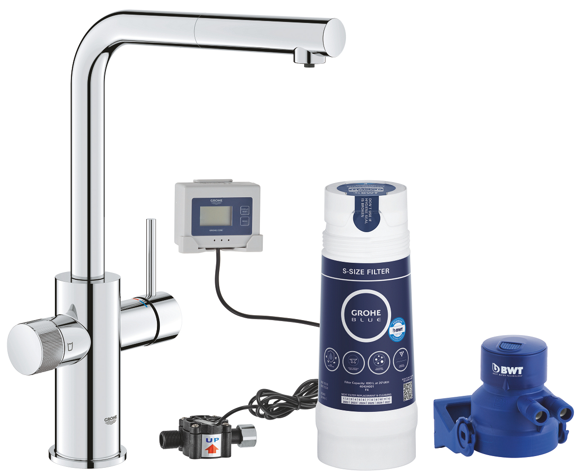 Grohe 30 591 000 Blue Pure Minta Смеситель для кухни 331 мм, под питьев воду, выдв. Г излив + фильтр