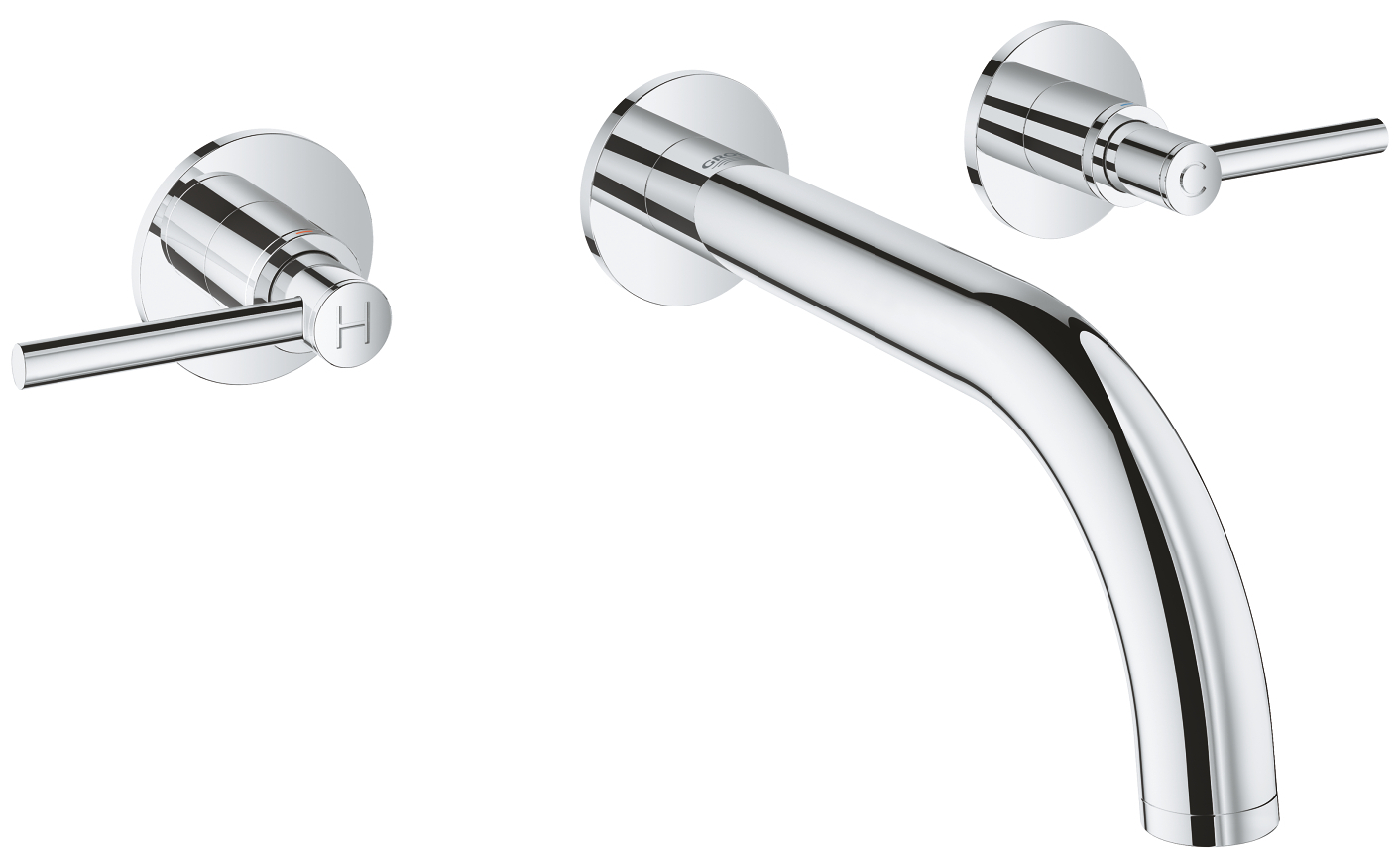 Grohe 20 169 003 Atrio Смеситель для раковины 180 мм, на 3 отв., настен., Кер. 90° (внеш монт ч)