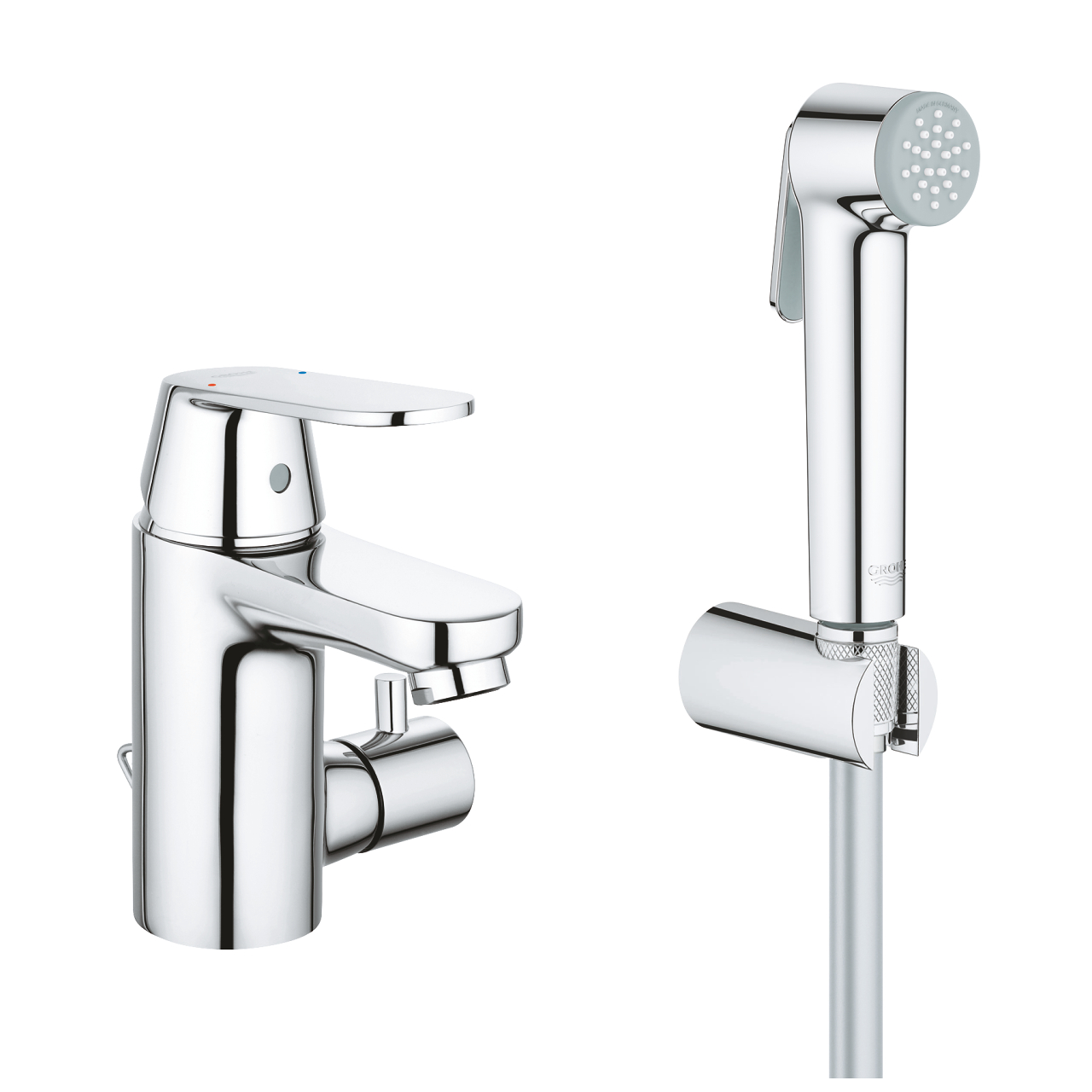 Grohe 23 950 000 Eurosmart Cosm Смеситель для раковины 87 мм, гладкий, с запор. клап., с гиг. душем