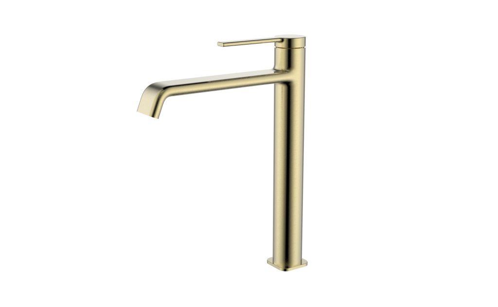 AQM6414BG Asti Смеситель для свободностоящей раковины 231 мм, гладкий, подводка ½", Brushed gold