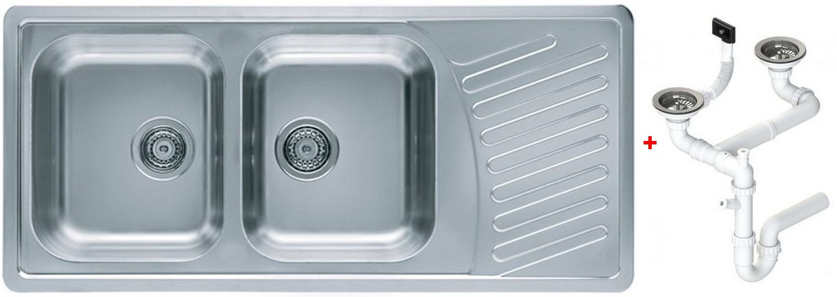 Alv 1009386 Elegant 70 Мойка I оборачиваемая, 2 чаши, 0,7 мм, SAT, 3½, 1110х510х190 мм+сифон, шк 800