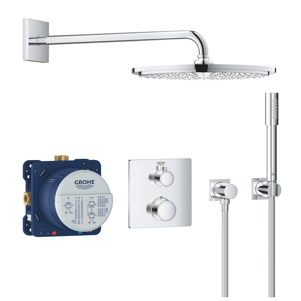 Grohe 34 730 000 Grohtherm Набор для комплектации душа: терм. на 2 потр., Ø310/-- мм, 1/1 режим