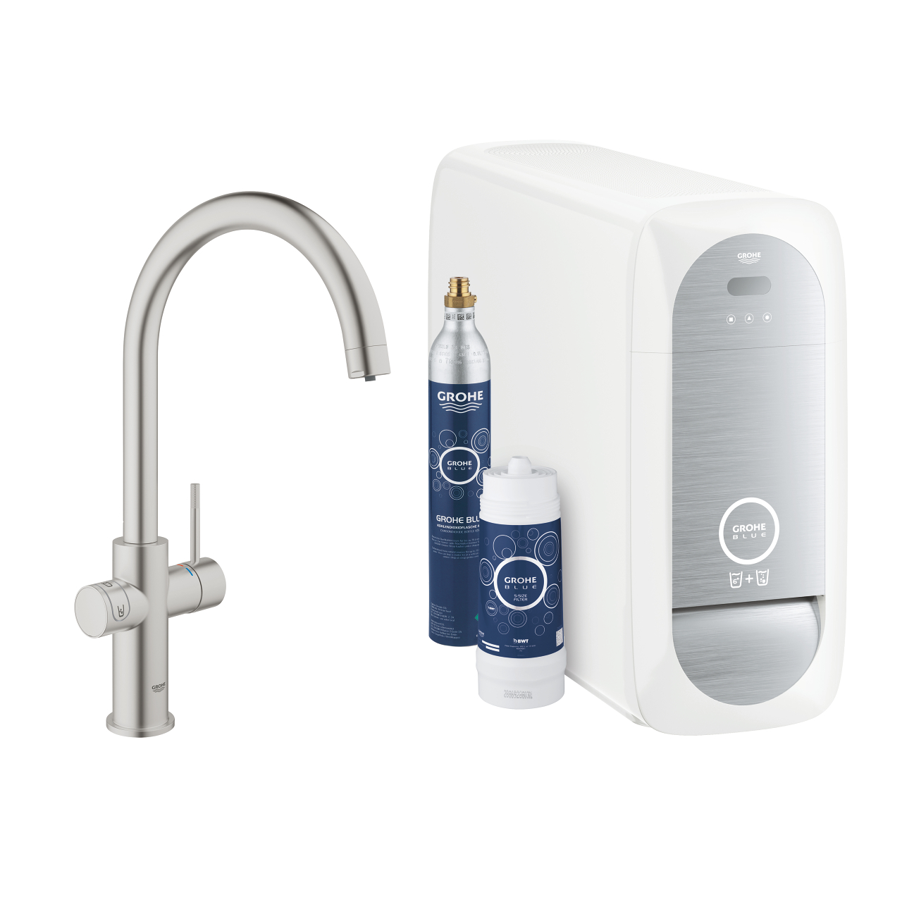 Grohe 31 455 DC0 GROHE Blue Home Смеситель для кухни 285 мм, Стартовый комплект, С-излив