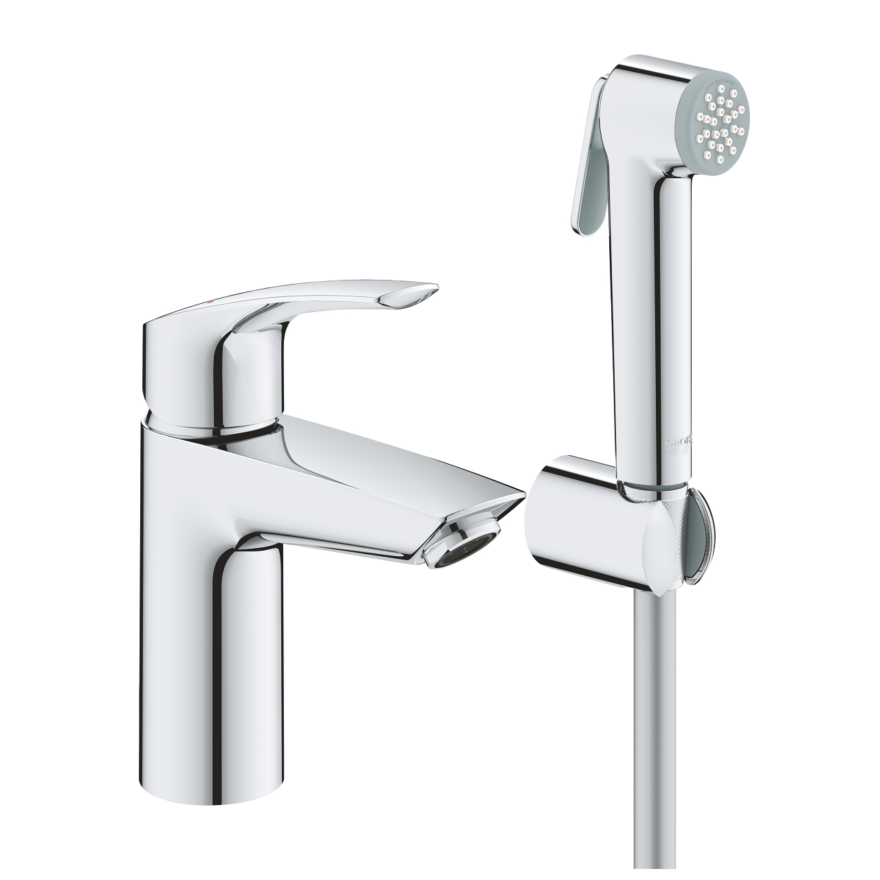 Grohe 23 124 003 Eurosmart Смеситель для раковины 92 мм, гладкий, с гигиеническим душем