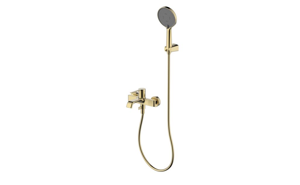 AQM6412BG Asti Смеситель для ванны, с душевым набором, Ø120 мм, 3 режима, Brushed gold