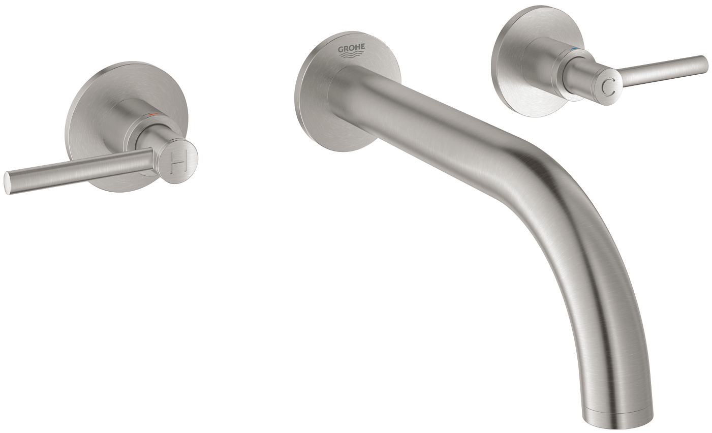 Grohe 20 169 DC3 Atrio Смеситель для раковины 180 мм, на 3 отв., настен., Кер. 90° (внеш монт ч)