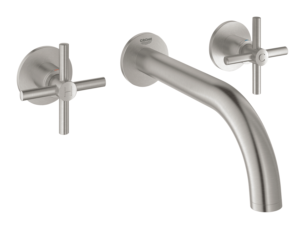 Grohe 20 164 DC3 Atrio Смеситель для раковины 180 мм, на 3 отв., настен., Кер 90° (внеш.монт.ч)