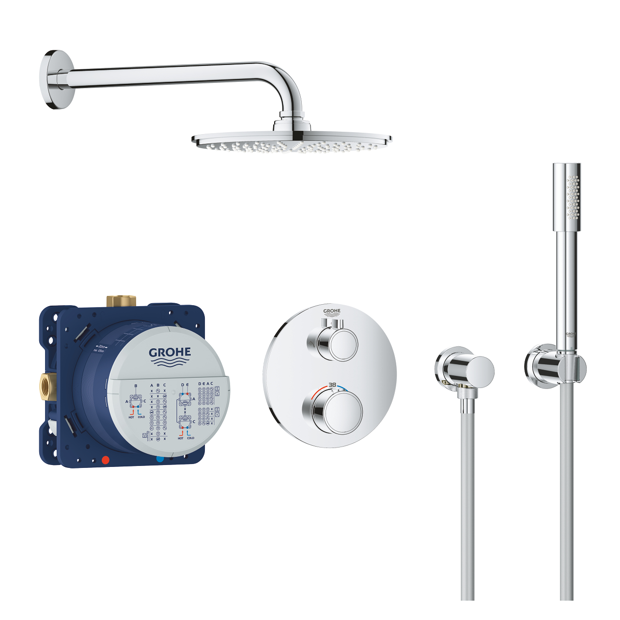 Grohe 34 732 000 Grohtherm Набор для комплектации душа: терм. на 2 потр., Ø210/-- мм, 1/1 режим