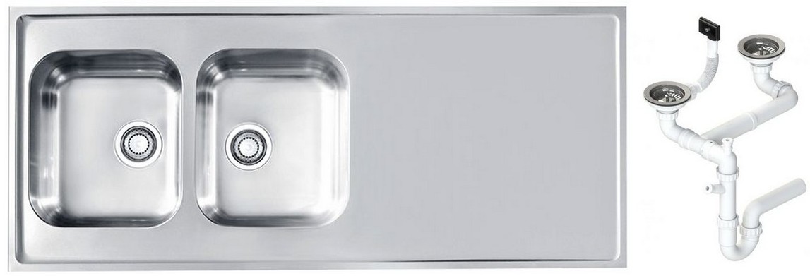 Alv 1132129 Classic Pro 110 Мойка накл. обор, 0,8 мм, SAT, 3½, 1400х600х190 мм+сифон 1130555, шк 800