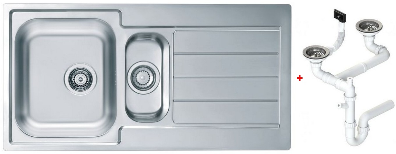 Alv 1089610 Line Maxim 10 Мойка I обор, 1½ чаши, 0,8 мм, SAT, 3½", 980х500х190 мм+сиф 1130555 шк 600