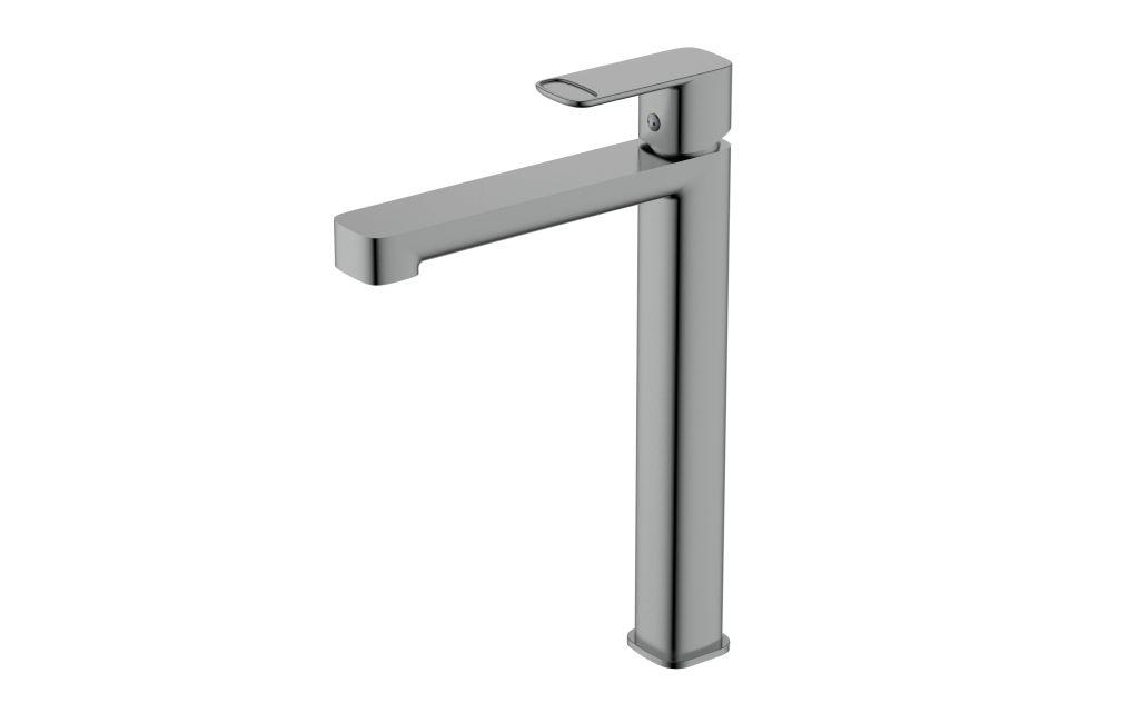 AQM6614GM Parma Смеситель для свободностоящей раковины 245 мм, гладкий, подводка ½", Серый матовый