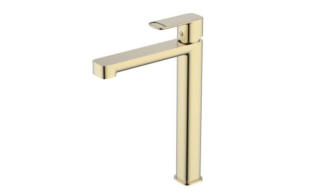 AQM6614BG Parma Смеситель для свободностоящей раковины 245 мм, гладкий, подводка ½", Brushed gold