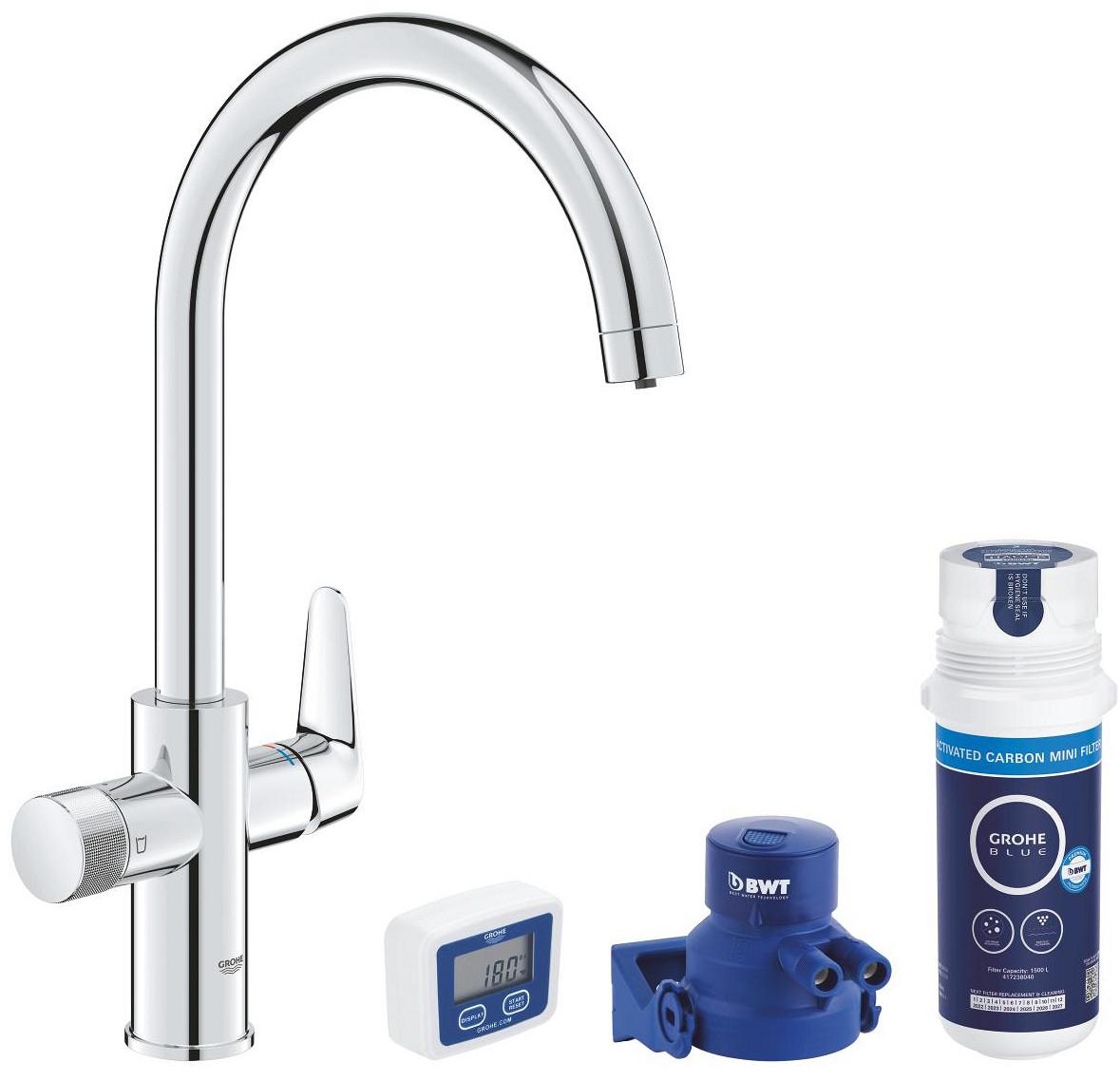 Grohe 30 593 000 Blue Pure Смеситель для кухни 282 мм, под питьевую воду, ∩ излив + фильтр