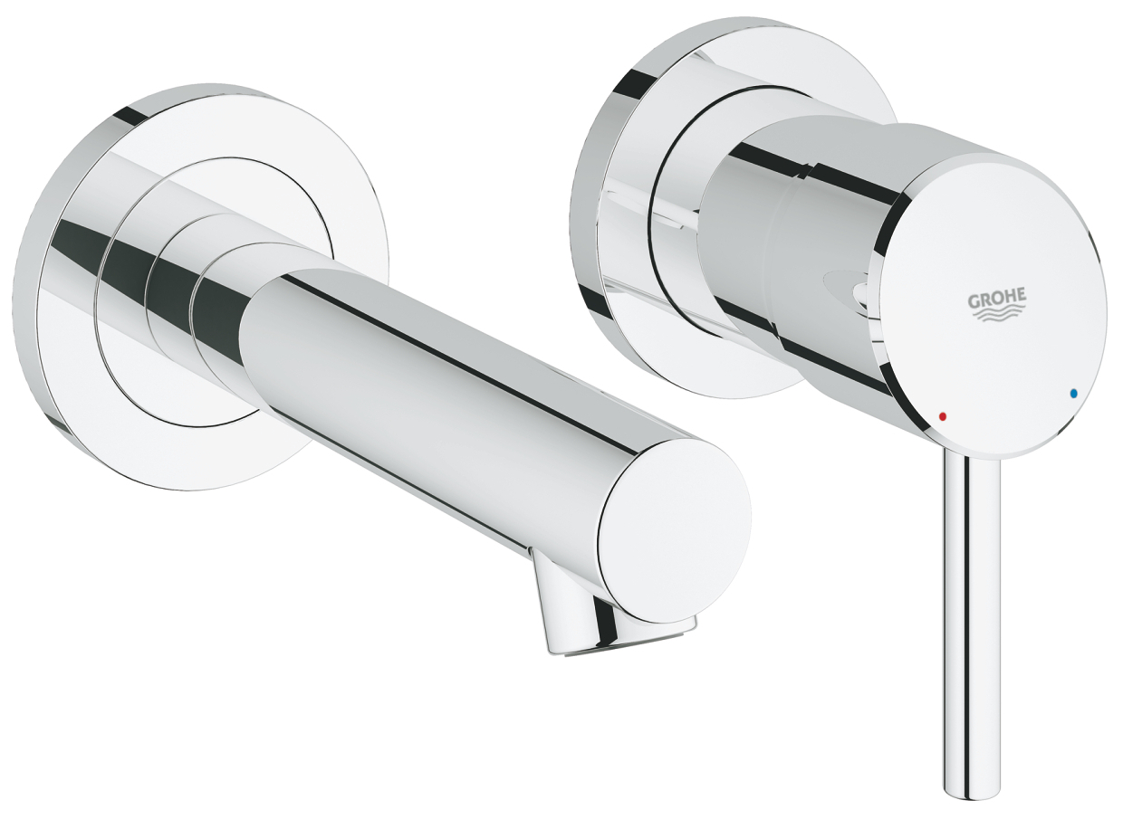 Grohe 19 575 001 Concetto Смеситель для раковины 147 мм, на 2 отв., настен. (внешняя монт. часть)